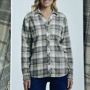 Weatherproof Women's S Plaid Blouse Green a2207